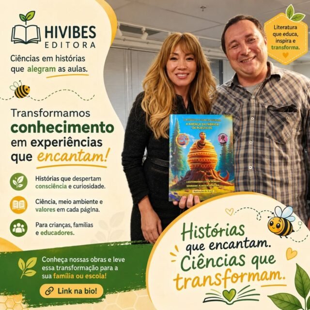 🐝📚✨

HiVibes Editora — Ciências em histórias que alegram as aulas.

Acreditamos que os melhores aprendizados acontecem quando a curiosidade encontra a imaginação.

Por isso, criamos livros que transformam temas científicos, ambientais e culturais em aventuras capazes de encantar crianças, famílias e educadores.

Na foto, celebramos mais um encontro entre literatura, educação e propósito por meio de O Bosque da Colmeia Dourada: A Ameaça da Fábrica de Plásticos, uma obra que convida os pequenos leitores a descobrirem a importância das abelhas, da preservação ambiental e do cuidado com o planeta.

🌱 Porque aprender pode ser divertido. 📖 Porque toda história pode despertar uma descoberta. 💛 Porque a ciência também mora nas páginas que fazem sonhar.

HiVibes Editora Ciências em histórias que alegram as aulas.

👉 Conheça nossas obras e faça parte dessa colmeia de leitores.

#livrosinfantojuvenis #crianças #OBosqueDaColmeiaDourada #LiteraturaInfantil #EducaçãoAmbiental