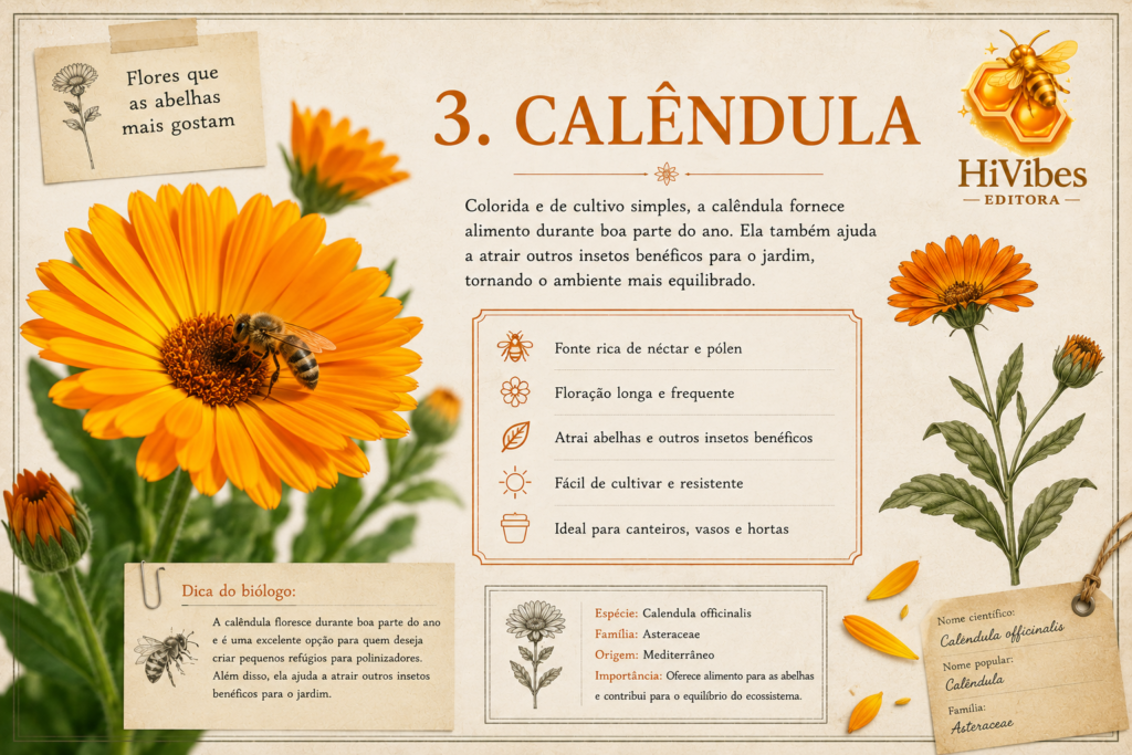 Colorida e de cultivo simples, a calêndula fornece alimento durante boa parte do ano.