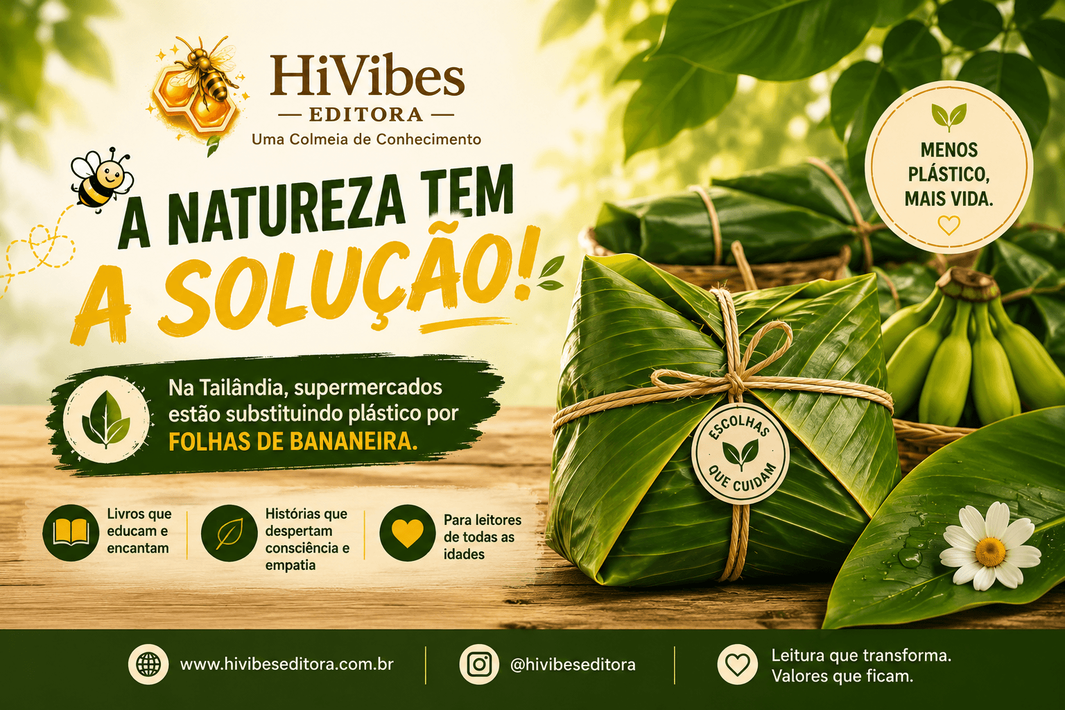 Folhas de bananeira substituem plástico em supermercados da Tailândia e inspiram um futuro mais sustentável