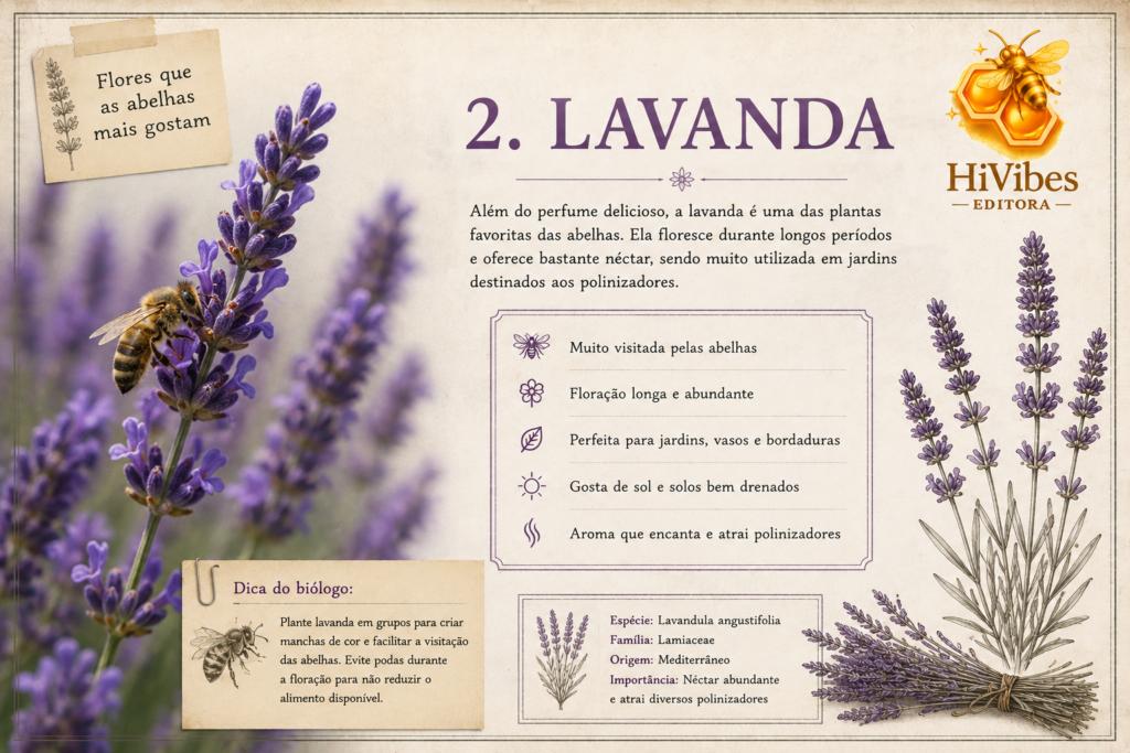 Além do perfume delicioso, a lavanda é uma das plantas favoritas das abelhas.
