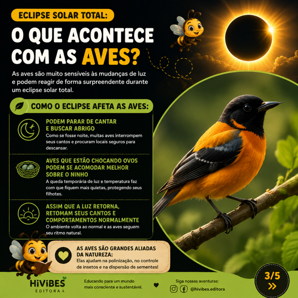 Eclipse solar total: como o fenômeno afeta abelhas, aves e outros animais?